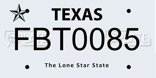FBT0085 Texas License Plate
