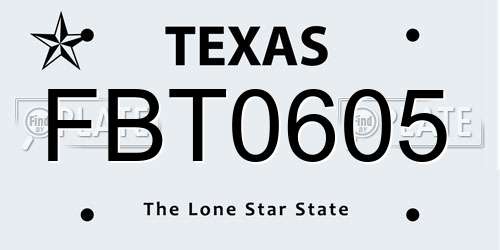 FBT0605 Texas License Plate