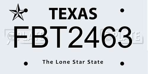 FBT2463 Texas License Plate