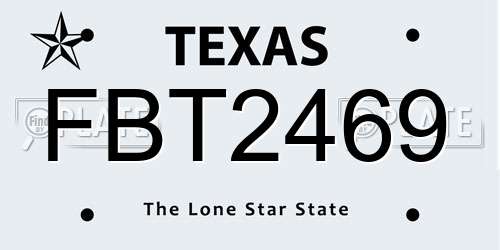 FBT2469 Texas License Plate