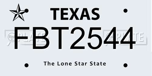 FBT2544 Texas License Plate