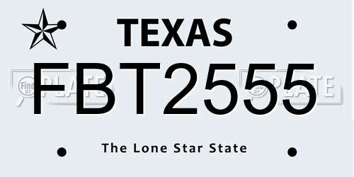 FBT2555 Texas License Plate