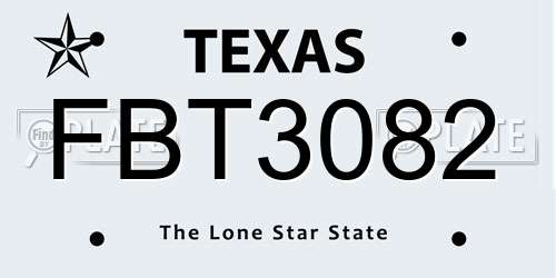 FBT3082 Texas License Plate