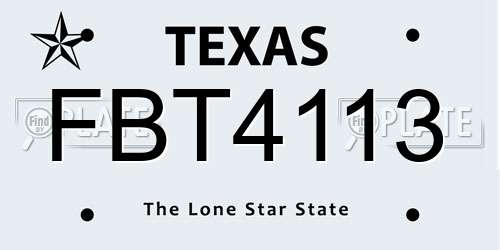 FBT4113 Texas License Plate