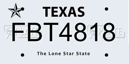 FBT4818 Texas License Plate
