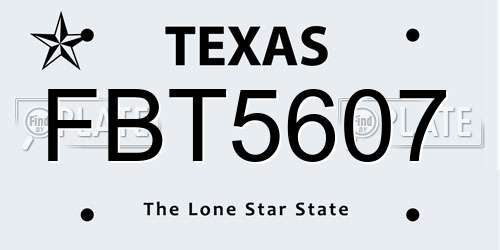 FBT5607 Texas License Plate
