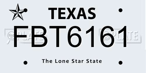 FBT6161 Texas License Plate