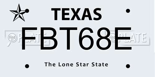 FBT68E Texas License Plate