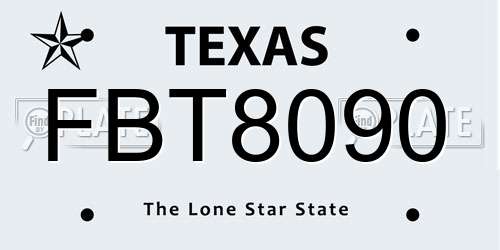 FBT8090 Texas License Plate