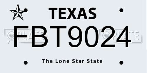 FBT9024 Texas License Plate