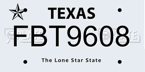 FBT9608 Texas License Plate