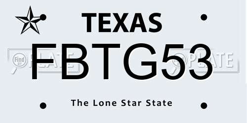 FBTG53 Texas License Plate
