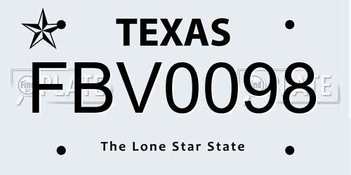 FBV0098 Texas License Plate