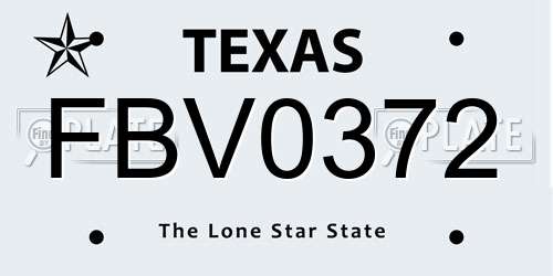 FBV0372 Texas License Plate