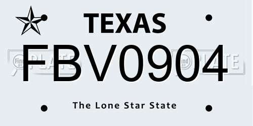 FBV0904 Texas License Plate