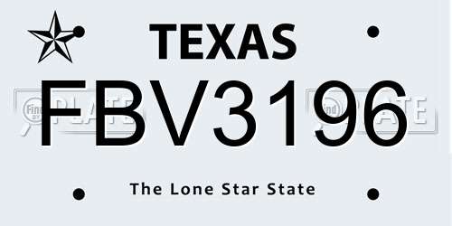 FBV3196 Texas License Plate