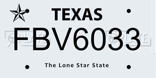 FBV6033 Texas License Plate