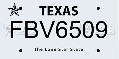 FBV6509 Texas License Plate