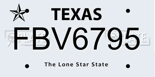 FBV6795 Texas License Plate