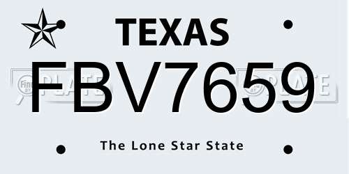 FBV7659 Texas License Plate