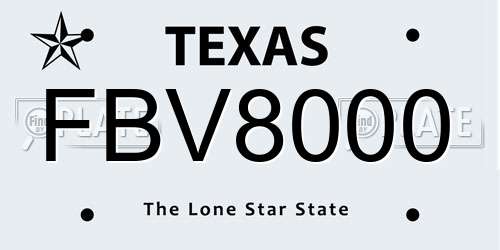FBV8000 Texas License Plate