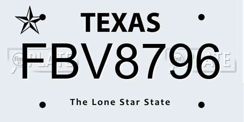 FBV8796 Texas License Plate