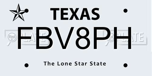 FBV8PH Texas License Plate
