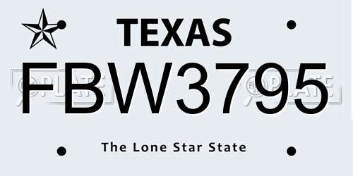FBW3795 Texas License Plate