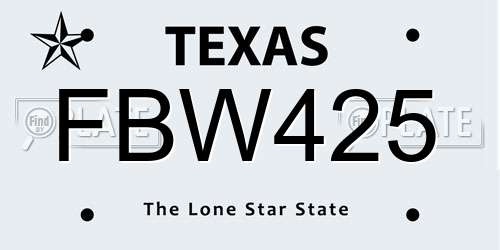 FBW425 Texas License Plate
