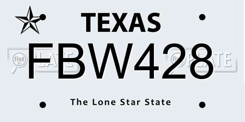 FBW428 Texas License Plate