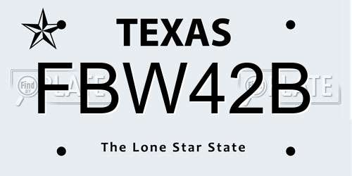 FBW42B Texas License Plate