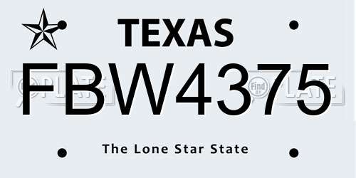 FBW4375 Texas License Plate