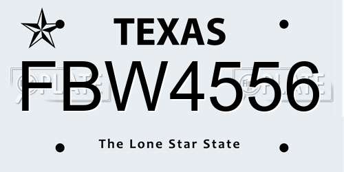 FBW4556 Texas License Plate
