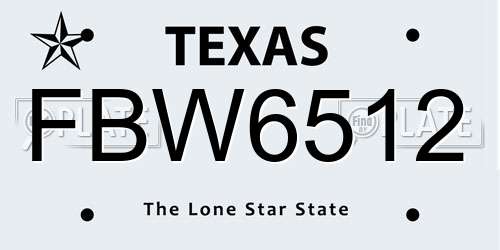 FBW6512 Texas License Plate