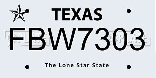 FBW7303 Texas License Plate