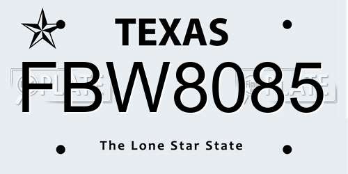 FBW8085 Texas License Plate