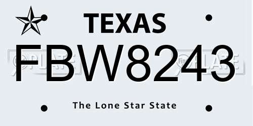 FBW8243 Texas License Plate