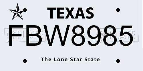 FBW8985 Texas License Plate