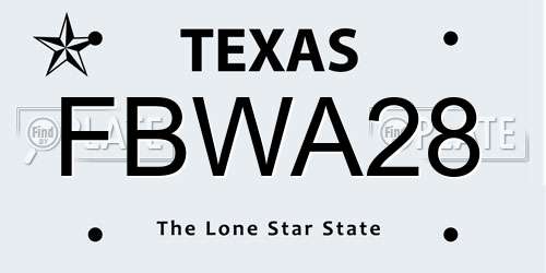 FBWA28 Texas License Plate