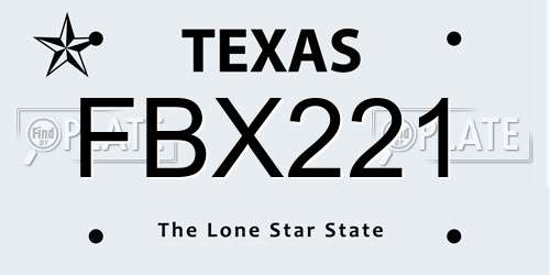 FBX221 Texas License Plate