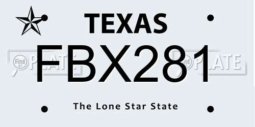 FBX281 Texas License Plate