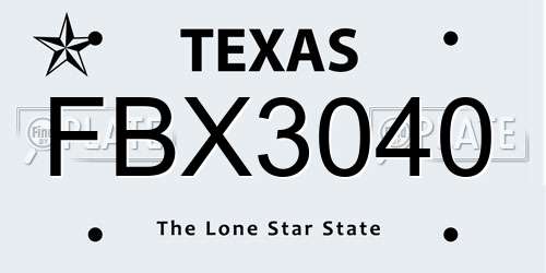 FBX3040 Texas License Plate