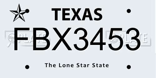 FBX3453 Texas License Plate