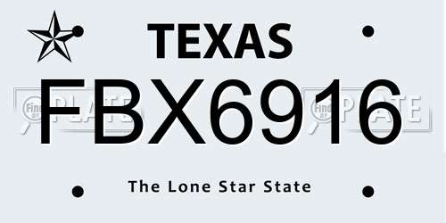FBX6916 Texas License Plate