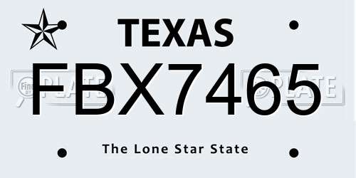 FBX7465 Texas License Plate