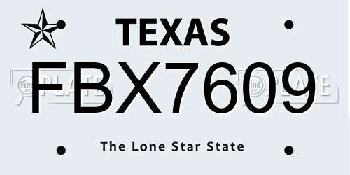 FBX7609 Texas License Plate