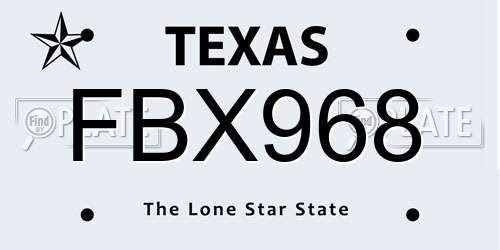 FBX968 Texas License Plate