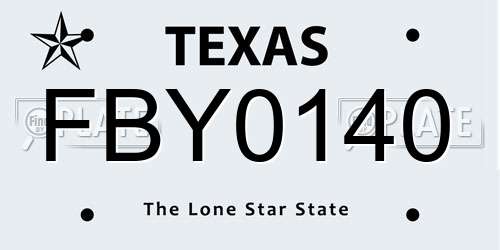 FBY0140 Texas License Plate