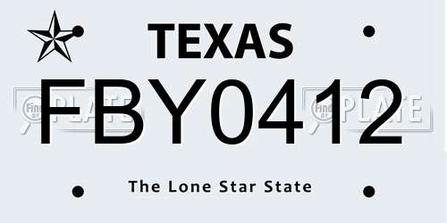 FBY0412 Texas License Plate