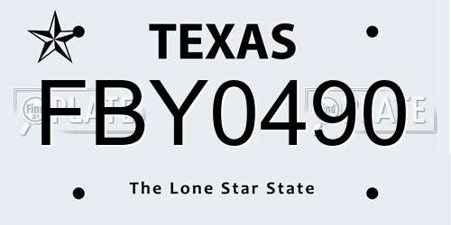 FBY0490 Texas License Plate